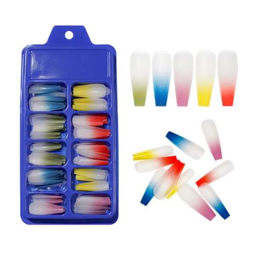 NTS-88 Matte colorful gradient coffin nail tips press on nails