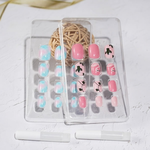 PNT-30 Cute lovely kids nail tips press on nails for child without sticky or glue