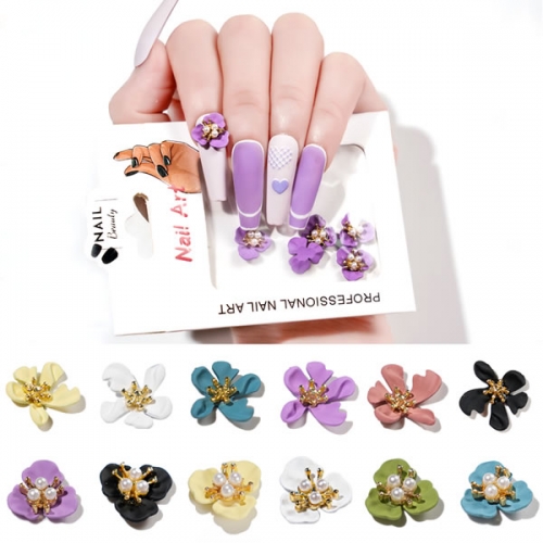 NDO-499 5pcs/bag colorful nail decorations 3D flowers