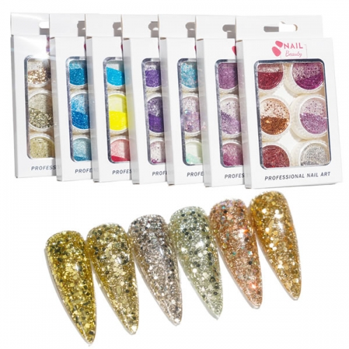 GSP-191 6 colors per set shining glitter nail art sequin powder
