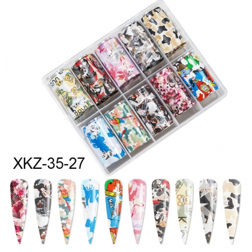 XKZ-35-27 Color painting drawing panda brid transfer nail foil wrap paper