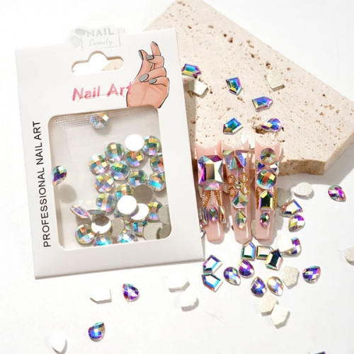 NDO-509 20pcs/bag Rainbow AB crystal shapes nail at rhinestones