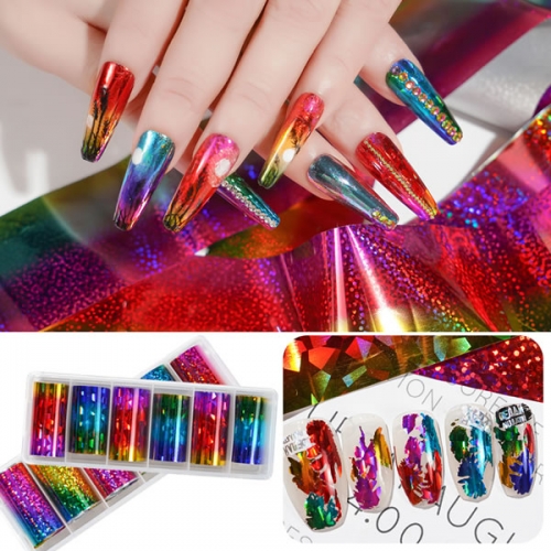 XKZ-36-09 to 16 Rainbow colorful gradient transfer nail art foil