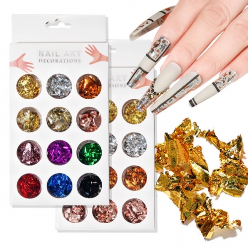 NDO-513 Rose gold bronze sliver leaf foil nail foil flakes