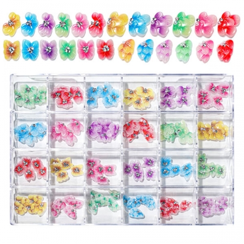 NDO-517 24 grids box acrylic flower feature 3d nail flowers