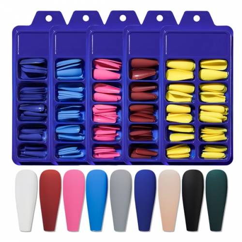 NTS-90 Matte colorful coffin nail tips ballet press on nails