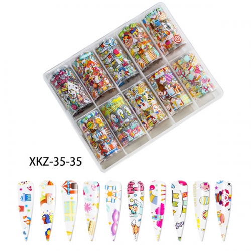XKZ-35-35 clown cake carnival transfer nail foil set