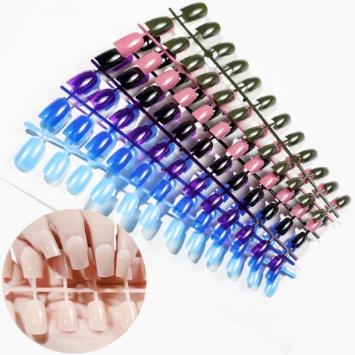 PNT-37 43 colors/set Glossy colorful short square nail art tips press on nails