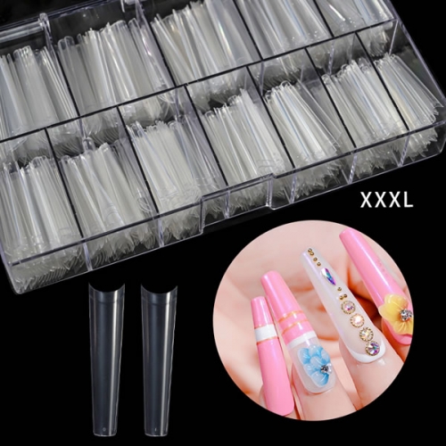 NTS-103 600pcs/box XXXL French coffin 3XL long nail art tips