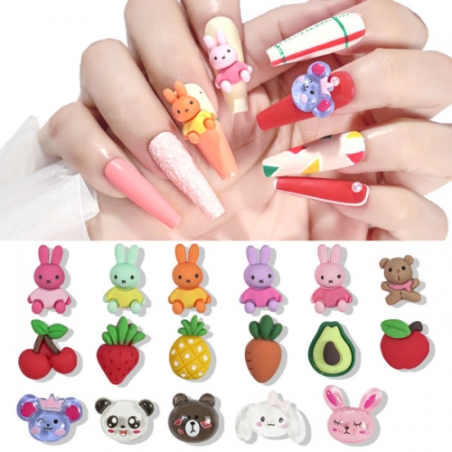 NDO-553 Rabbit fruit cat resin nail art decorations