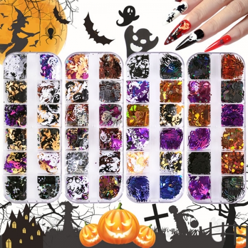 GSP-201 Halloween pumpkin spider skull sequins nail art glitters