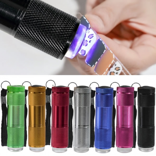 POT-113 7 colors 9 Led nail art lamp flashlight with 2.5cm silicone stamper