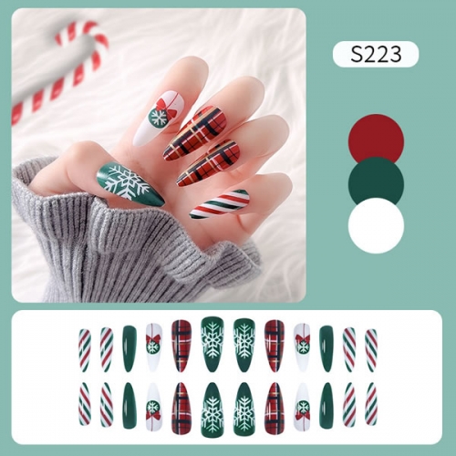 PNT-68 24pcs/box Christmas press on nails with jelly stickers
