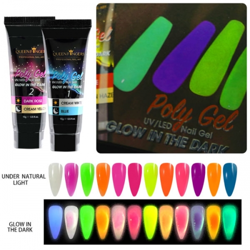 YYG-01 Glow in the dark poly nail art gel set