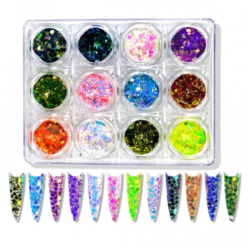 GSP-204 12pcs/set shining nail art glitters