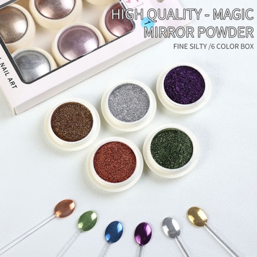 PMN-113 6 colors set gold sliver metallic chrome nail art powder pigment