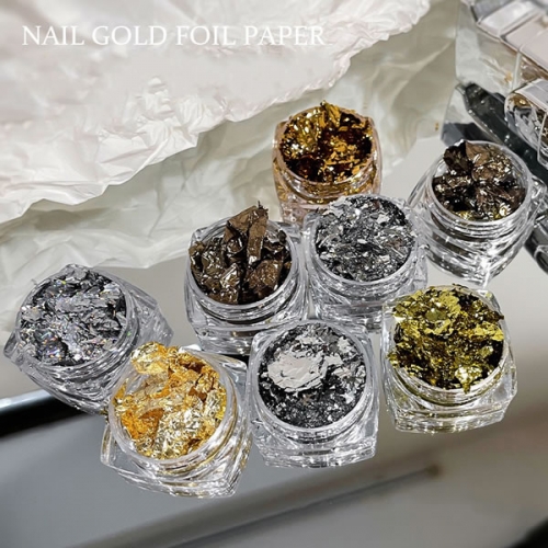 NFL-33 Gold sliver rose gold nail art leaf foil