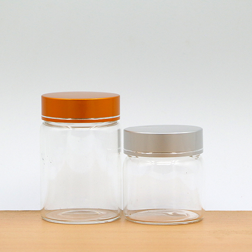 Round Shape Candies Package Glass Storage Container With Screw Cap