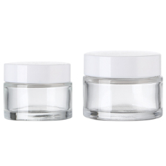 Pot de crème de peau de crème en verre cosmétique personnalisé avec couvercle en plastique 5g 10g 15g 30g 50g 100g pot en verre givré clair pour crème