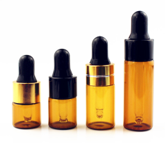 Mini frasco de conta-gotas de vidro âmbar claro frasco de óleo essencial perfume pequena amostra de vidro