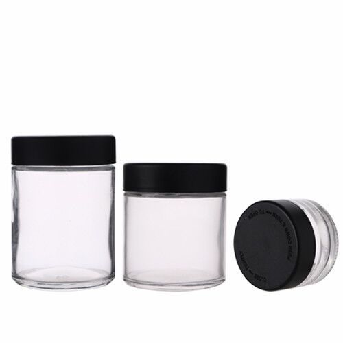 1oz 2oz 3oz4oz5oz卸売りカスタマイズされた高品質の丸い透明なガラス瓶とプラスチック製のCRC蓋