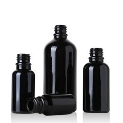 Forma redonda 5/10/15/20/30/50/100ml Botella de aceite esencial de color negro