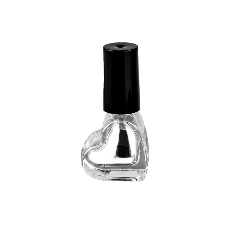 卸売ホットセール 5ML ハート型ガラスネイルポリッシュオイルボトルプラスチックブラシキャップ付き