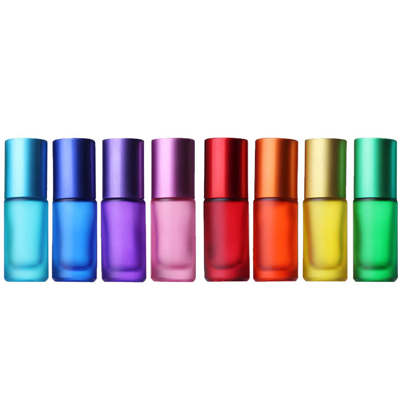 5ml 8ml 10ml colourful custom color glass roll on bottle with stainless steel aluminum cap