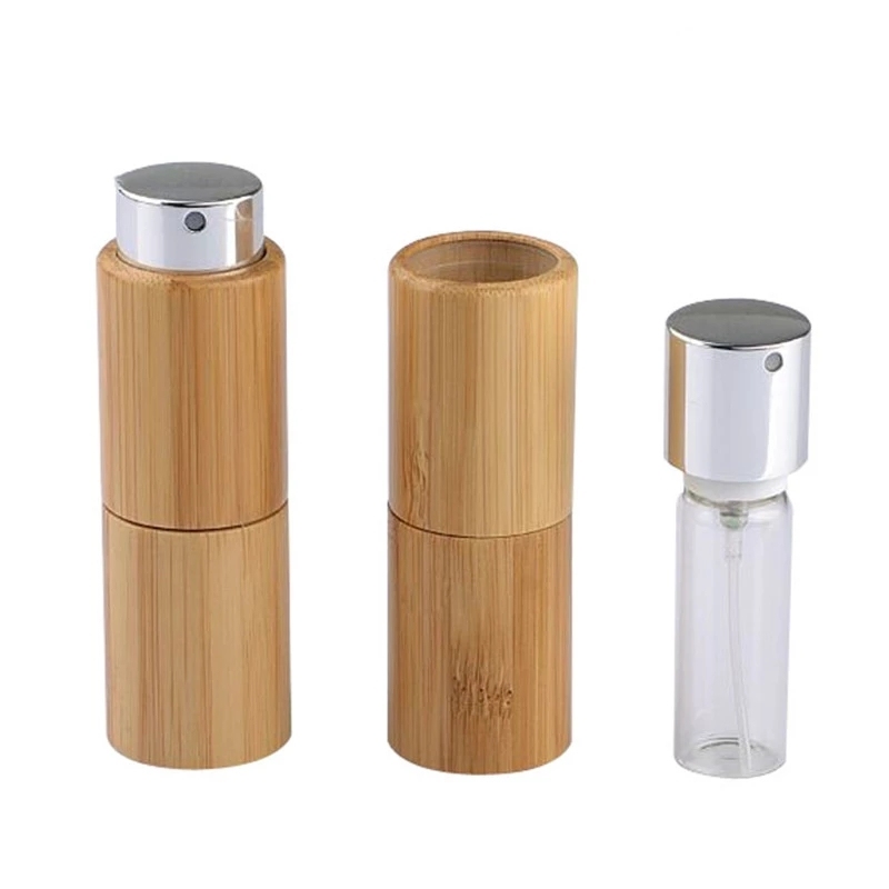 Nueva botella de perfume de vidrio de cáscara de bambú de 10 ml 15 ml