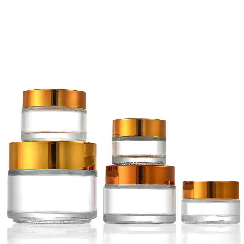 5/10/15/20/30/50/60/100g transparent matte with electroplated lid cosmetic jar