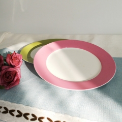 Solid color printed round shape fine China plate