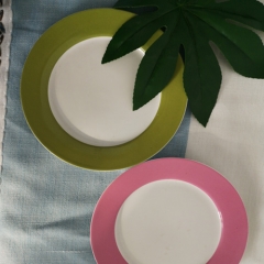 Solid color printed round shape fine China plate