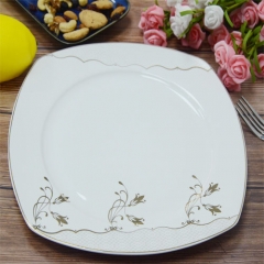 Kitchen white color Porcelain Square dinner plate with printing