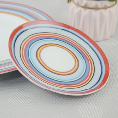 rainbow colorful hand painted  ceramic dinner plate