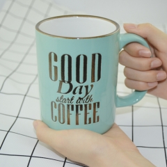 Customized color glazed coffee mug with text design