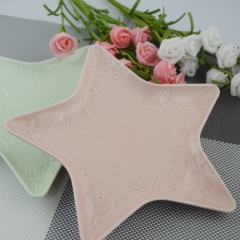 hot sale 8inch ceramic plate with pentagram shape
