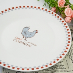 创意彩绘公鸡图案日用陶瓷盘
