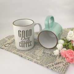 Customized color glazed coffee mug with text design