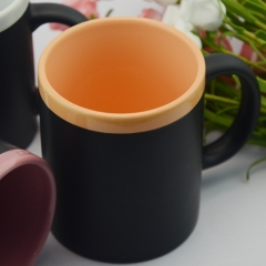 11OZ customized ceramic Chock mug with color top rim