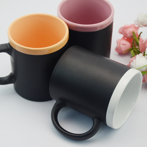 11OZ customized ceramic Chock mug with color top rim