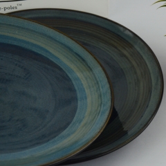 9inch dark-blue color glazed round shape ceramic plate