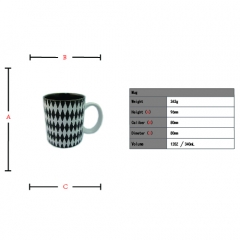 Geometry pattern printed colored glazed  ceramic  coffee mug