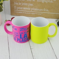 330ml Fluorescent color Ceramic mug with C handle