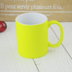 330ml Fluorescent color Ceramic mug with C handle