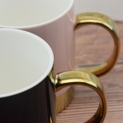 380ml gold handle with golden ring base mug