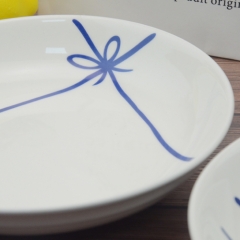 Custom 8-inch new bone China plate with bow printing