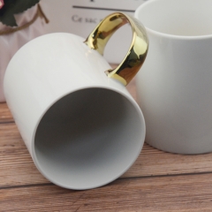 400ml ceramic coffee mug with golden ring handle