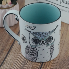 700ml hand painted ceramic  mug with owl design