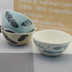 Nordic style  hand painted irregular ceramic salad bowl