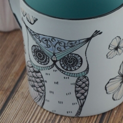 700ml hand painted ceramic  mug with owl design